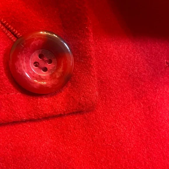 Red Wool Blend Pea Coat - Picture 2 of 10